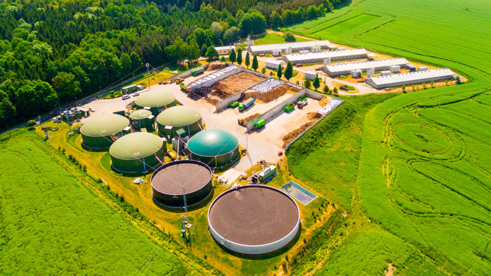 Vista aerea de planta de biodigestao